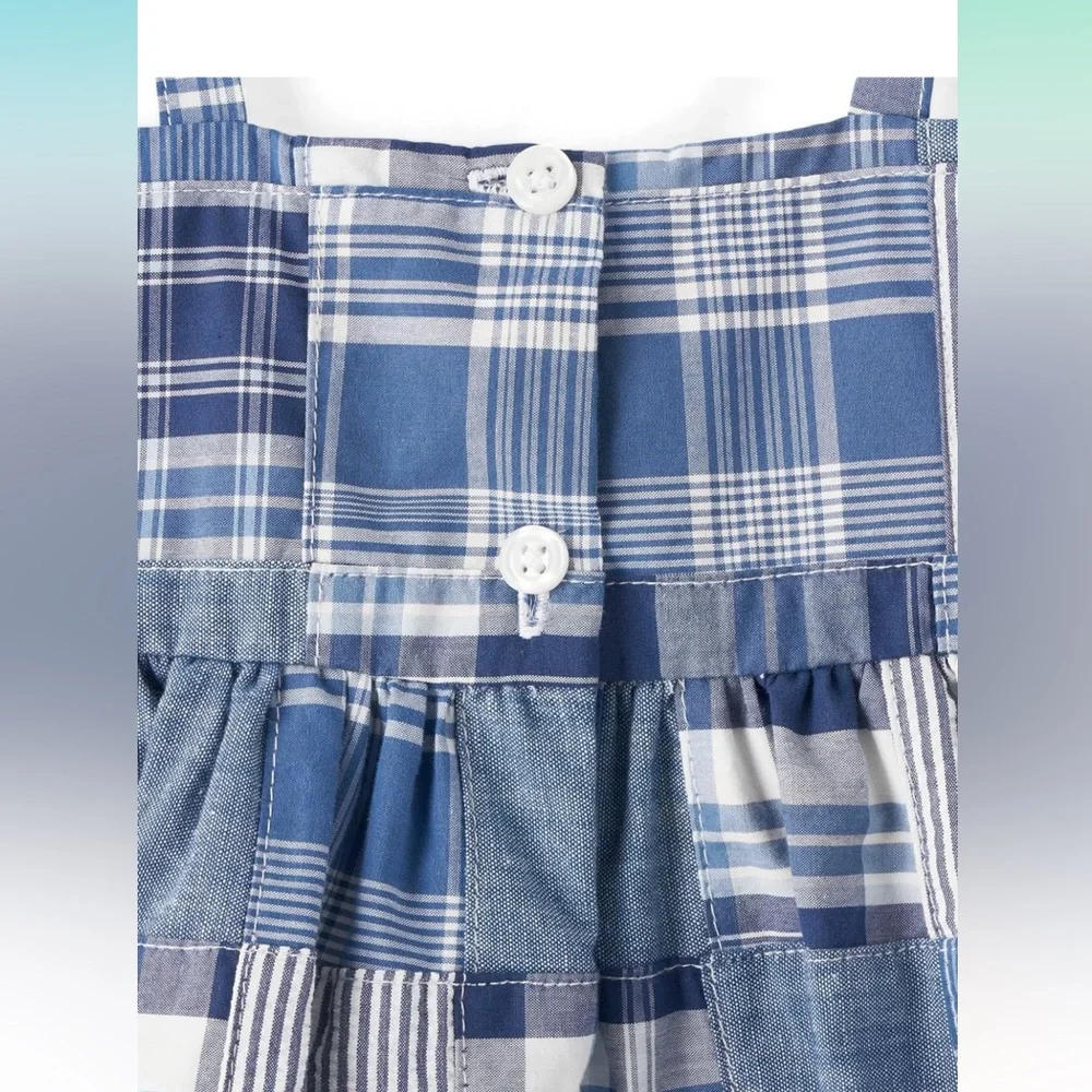 Blue madras print, sleeveless toddler girls dress from Gymboree - Picture 4 of 12
